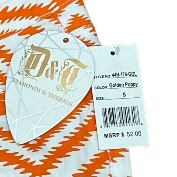 NWT Diamonds And Threads Juniors Orange And White Golden Poppy Pants, Size 5 - Picture 5 of 9